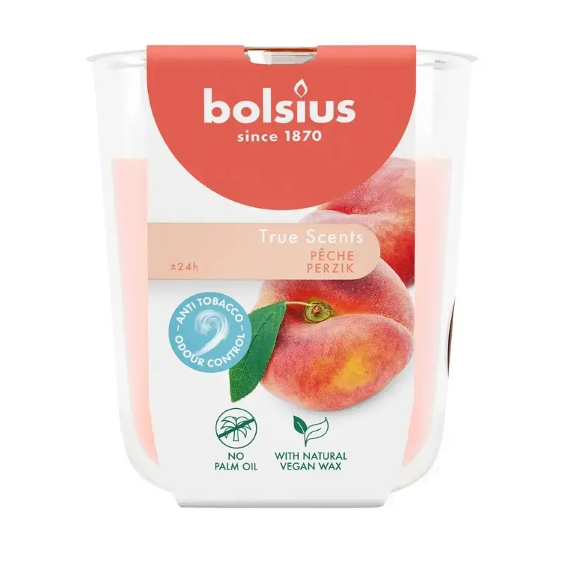Svece arom. stikla gl. True Scents Ø80x73mm peach