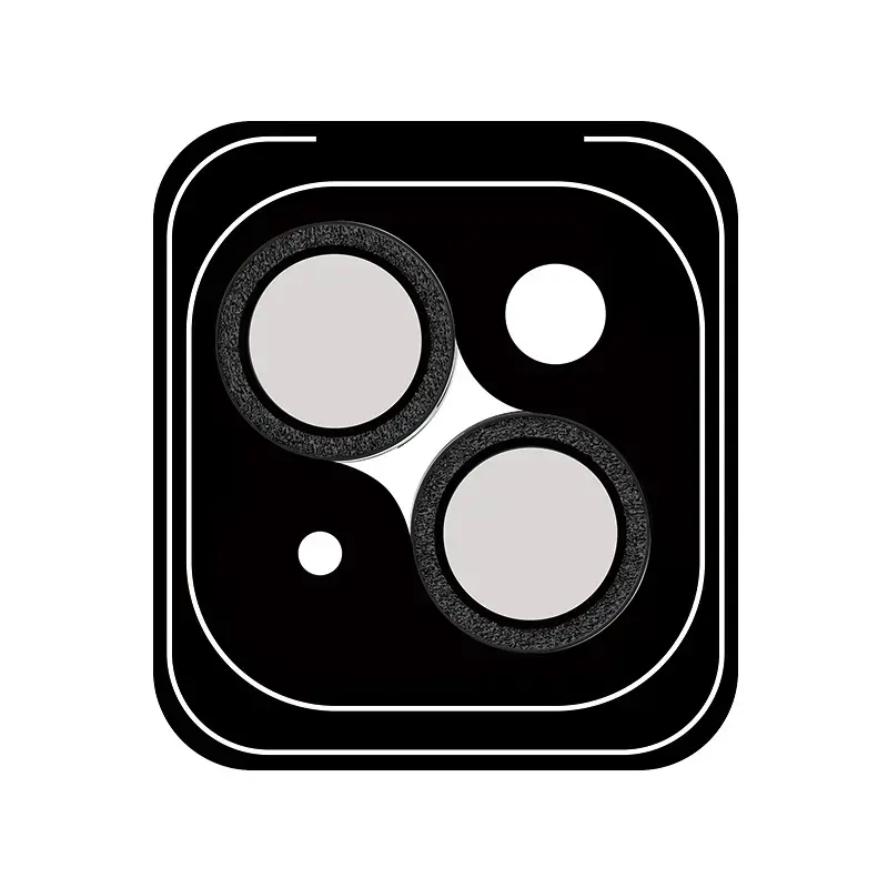 Rock Tempered glass Shiny Series Camera Lens on camera for Iphone 15/15 Plus (lens 2 pieces) black