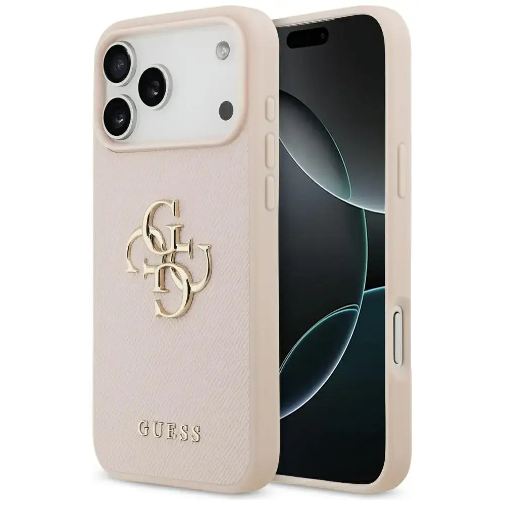 Etui Guess Grained Big 4G & Classic Logo  do iPhone 17 Pro Max różowy