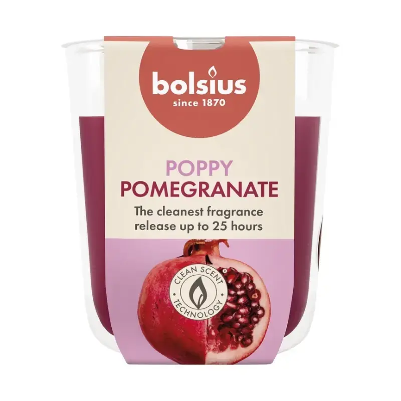 Svece arom. stikla gl. True Scents Ø80x73mm pomegranate