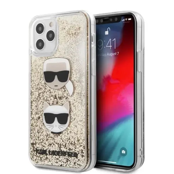 Karl Lagerfeld KLHCP12MKCGLGO iPhone 12|12 Pro 6,1" złoty|gold hardcase Liquid Glitter Karl&Choupette