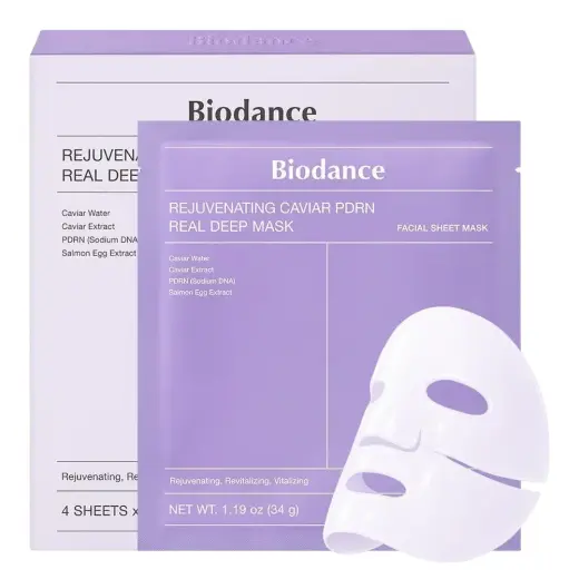 Set, Biodance, Caviar PDRN, Rejuvenating, Sheet Mask, For Face, 4 pcs, 34 g