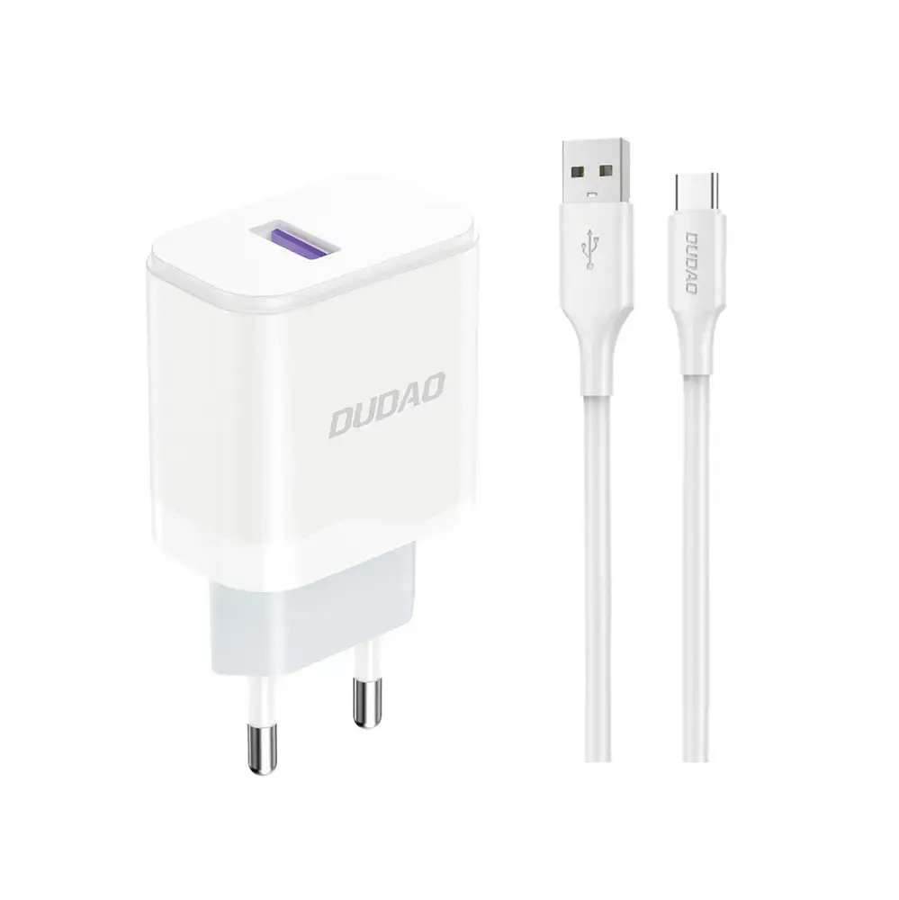 Зарядное устройство Dudao A20EU | 18W | USB-A, USB-C | с кабелем USB-A на USB-C в комплекте | белое