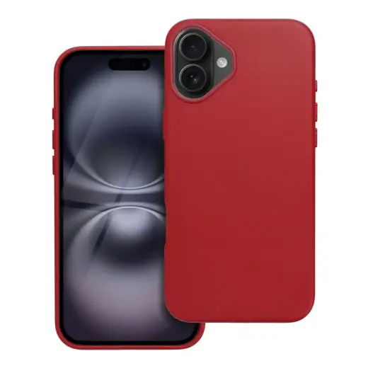 LEATHER MAG telefoni ümbris MagSafe toega iPhone 16 Plus punane