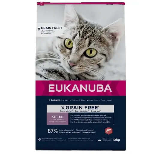 Sausā barība kaķēniem - Eukanuba CAT KITTEN GRAIN FREE Salmon 10 kg