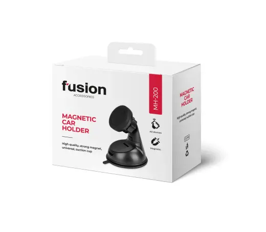 Fusion Accessories MH-200 magnētisks auto telefona turētājs ar piesūcekni melns