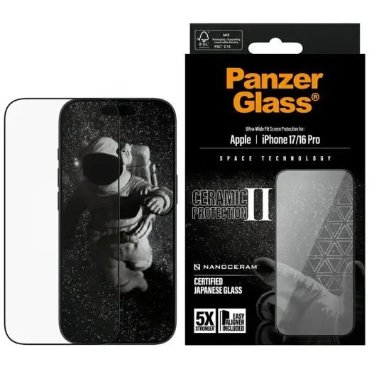 PanzerGlass Ceramic II Ultra-Wide Fit EasyAligner iPhone 17 | 16 Pro