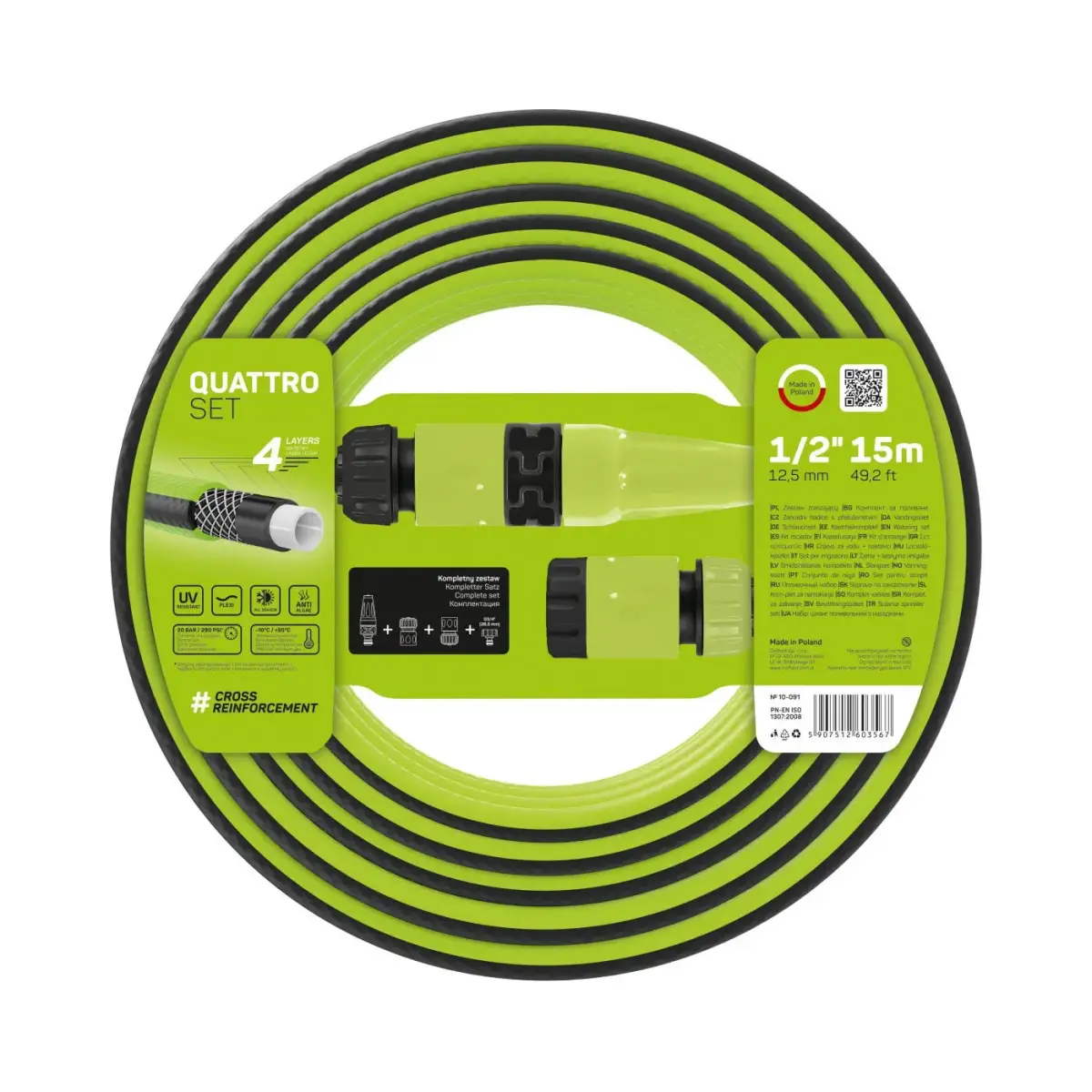 Watering hose set Quattro 1/2" 15 m
