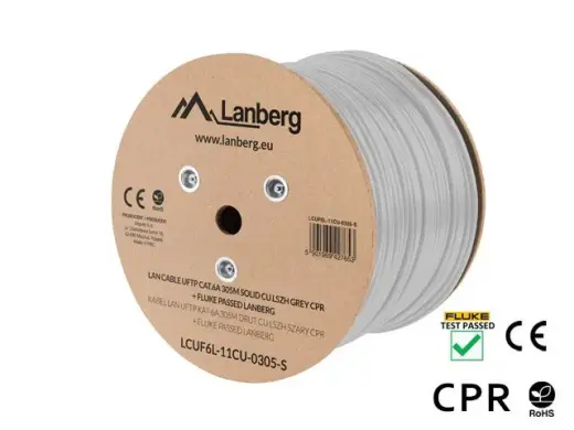 Cable LAN UFTP Cat-6A 305M wire CU LSZH CPR+ fluke passed, grey