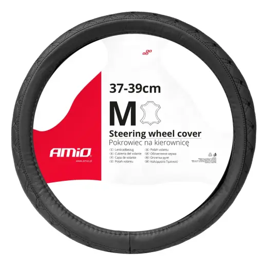 Steering wheel cover Leather Series SWC-51-M (37-39cm)