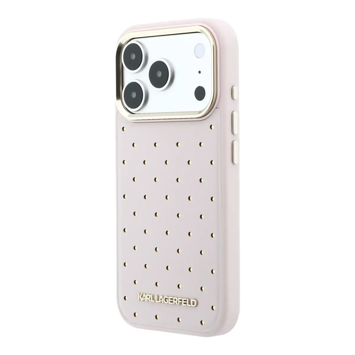 Karl Lagerfeld PU Perforated Gold Dots MagSafe Case for iPhone 17 Pro Max Pink