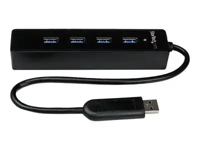 StarTech.com 4-Port USB 3.0 Hub with Built-in Cable - SuperSpeed Laptop USB Hub - Portable USB Splitter - Mini USB Hub (ST4300PBU3) - hub - 4 ports