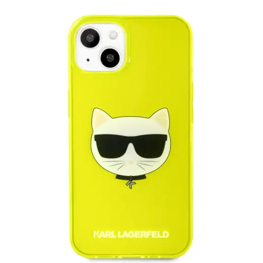 KLHCP13SCHTRY Karl Lagerfeld TPU Choupette Head Case for iPhone 13 mini Fluo Yellow
