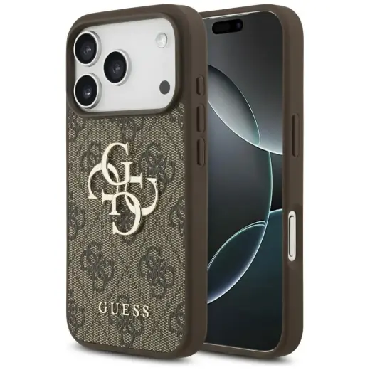 Guess 4G Big Logo maciņš telefonam iPhone 17 Pro brūns