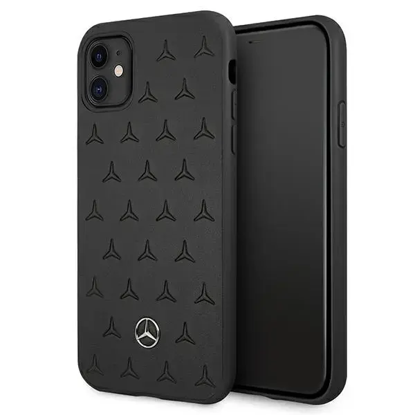 Mercedes MEHCN61PSQBK iPhone 11 6,1" | Xr czarny|black hardcase Leather Stars Pattern