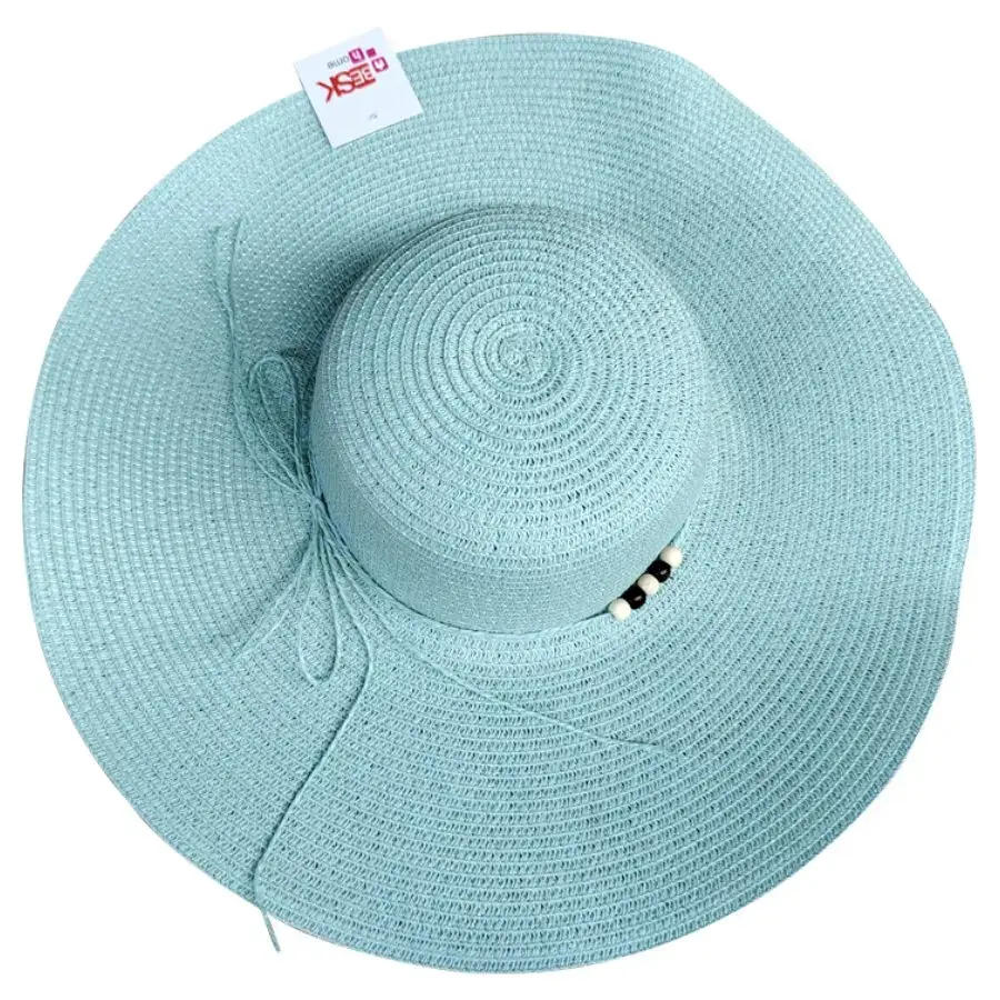 BESK Wide-brimmed hat women's 58cm turquoise