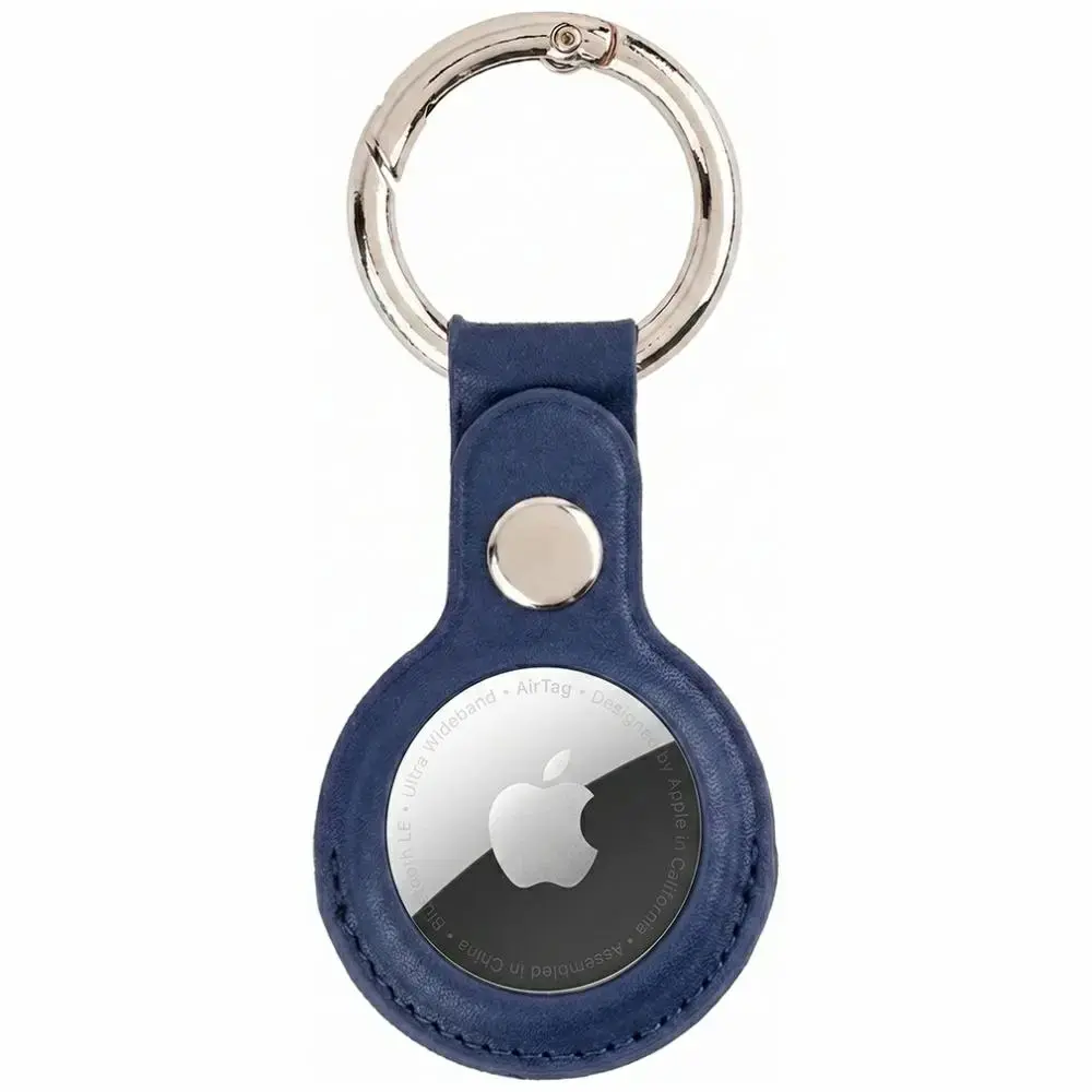 Mercury Leather AirTag case navy