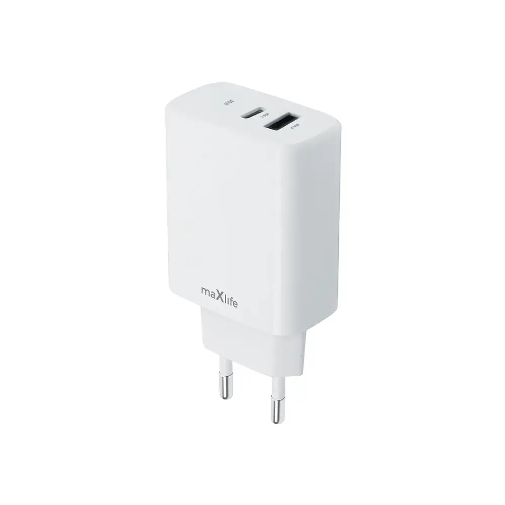Maxlife MXTC-10-30AC tīkla lādētājs | 30W | PD, QC | USB-C, USB-A | balts