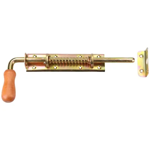 Gate bolt with spring WSP 290x60 mm steel, brass-plated