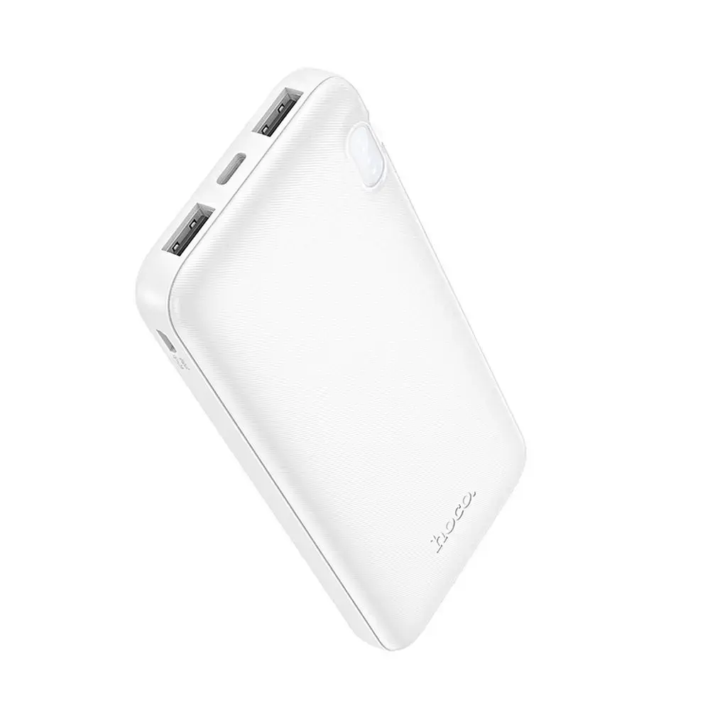 Hoco J128 ārējais akumulators (powerbank) | 10 000 mAh | 10W | USB-A, USB-C, Micro USB | balts