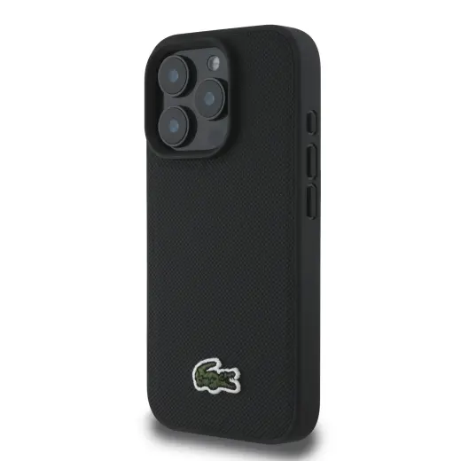 Lacoste Iconic Petit Pique Woven Logo vāka iPhone 16 Pro melns