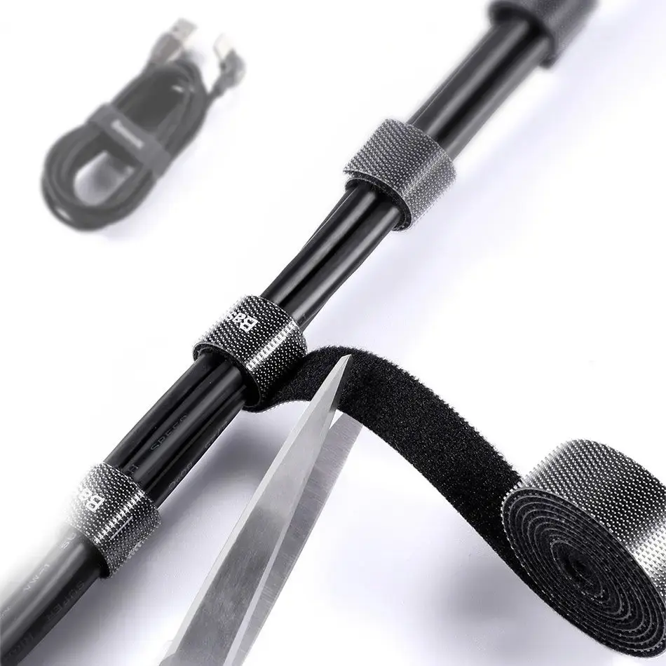 Baseus Rainbow Circle hook and loop Straps - Velcro tape Velcro cable organizer 3m gray (ACMGT-F0G)