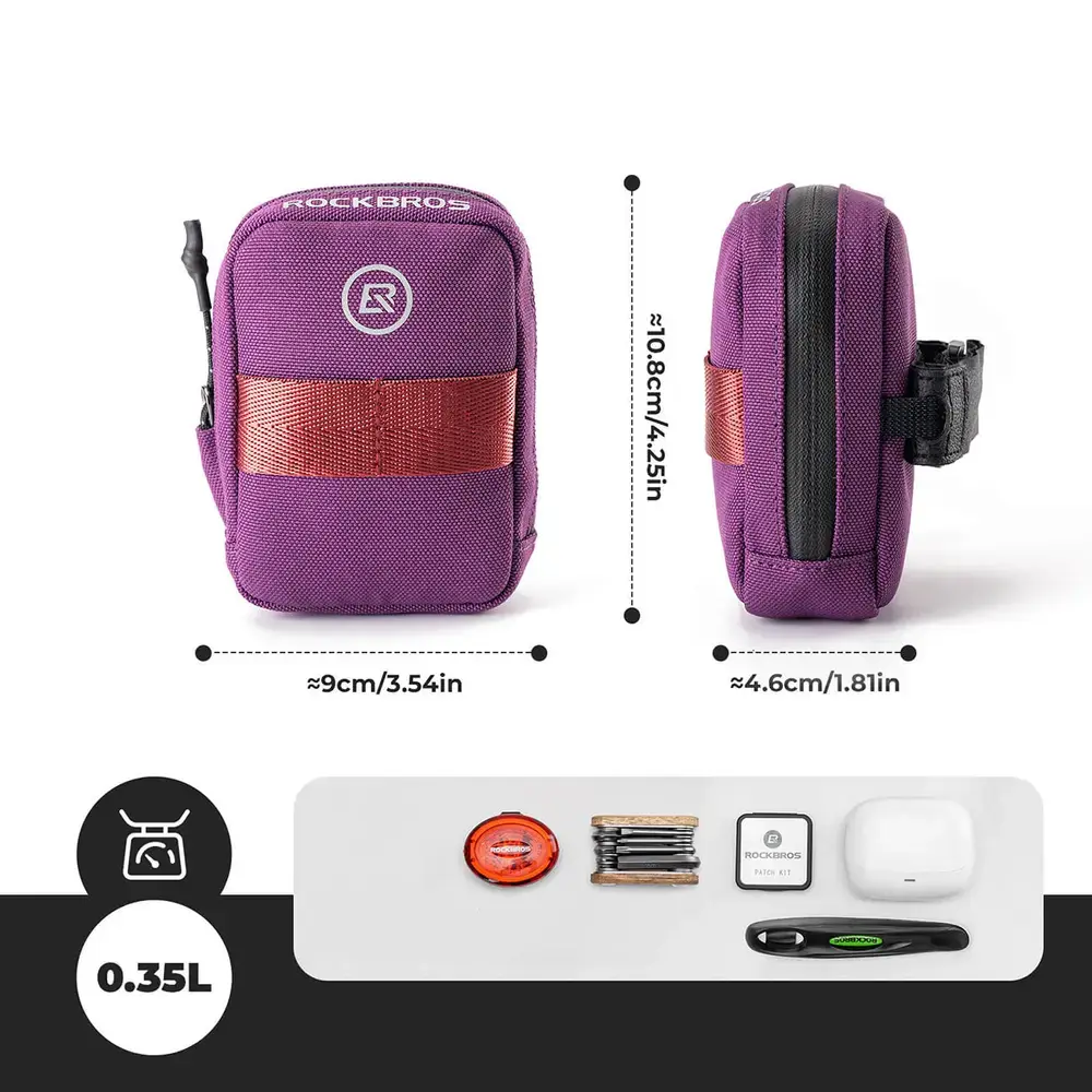 Torba rowerowa Rockbros F006 podsiodłowa 0,35 l - fioletowa