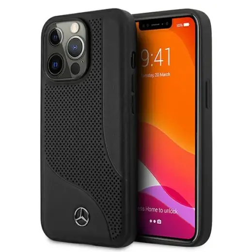 Mercedes MEHCP13LCDOBK iPhone 13 Pro | 13 6,1" czarny|black hardcase Leather Perforated Area