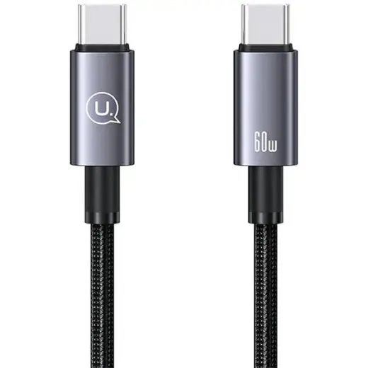 USAMS Kabel USB-C na USB-C 60W 0,25m Fast Charging stalowy|tarnish SJ678USB01 (US-SJ678)
