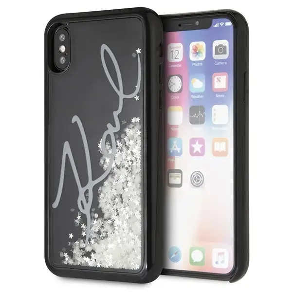 Karl Lagerfeld KLHCPXPH2IR iPhone X|Xs black Glitter Signature - Glow in the dark