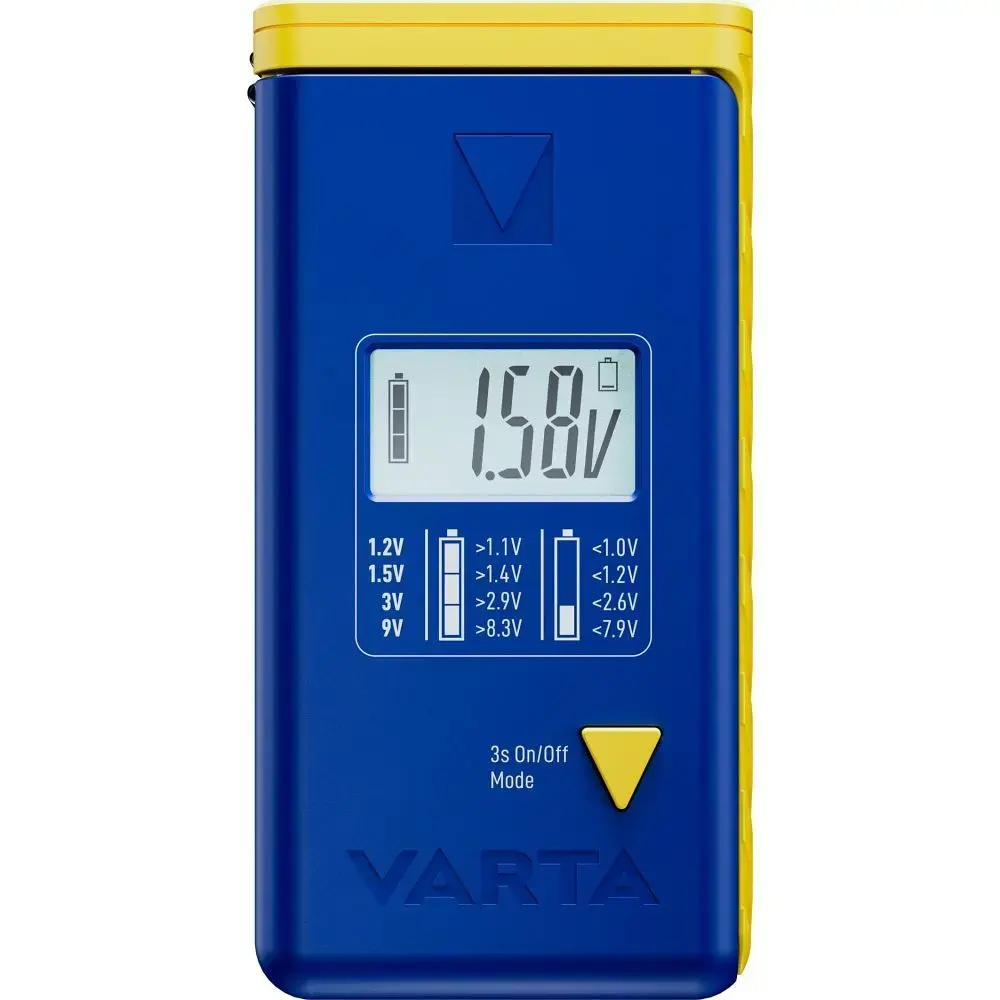 VARTA battery tester with digital display (AA, AAA, Type C, Type D, 9V, button) 893101111 blue