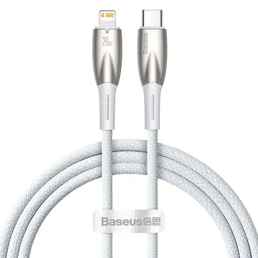 Baseus Glimmer Series data transfer and charging cable | USB-C to Lightning | 20W | 1m | white