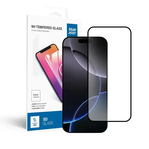 Tempered glass to iPhone 16 PRO MAX / 17 PRO MAX (full glue) Blue Star 5D black