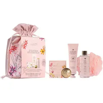 Peony Bath Care Set (Peony, Peach & Raspberry) - Body Care Gift Set in a Bag 5 pcs.