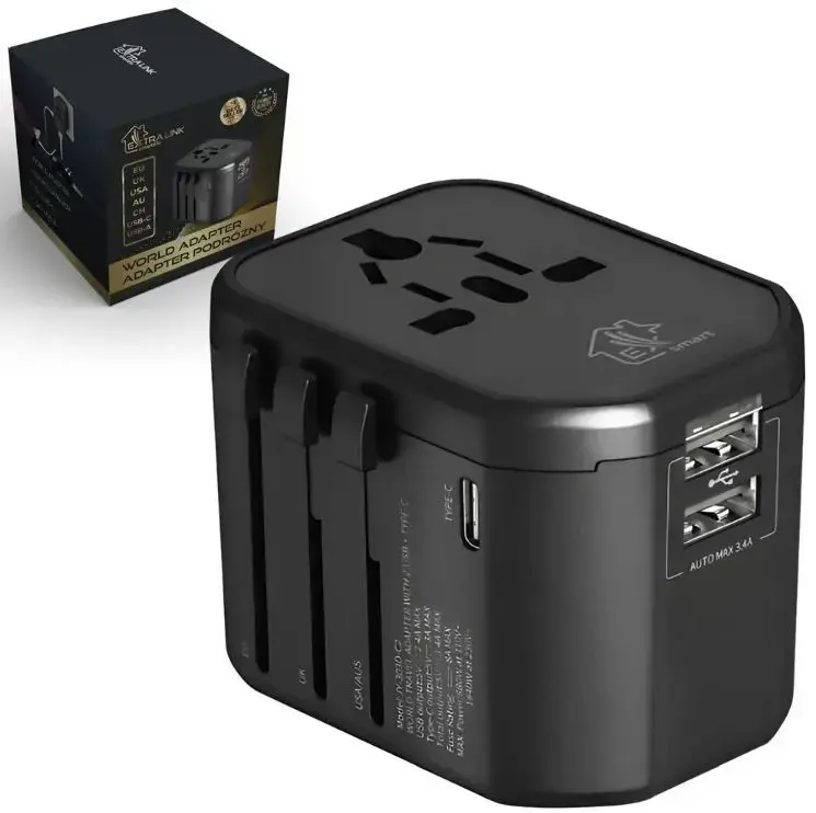 Smart Life adapteris ceļotājiem EU|UK|USA|AU|CH + USB-C, USB-A