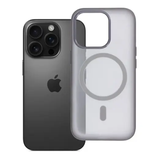 Flexline Mag Cover telefono dėklas su MagSafe palaikymu iPhone 16 Pro pilkas