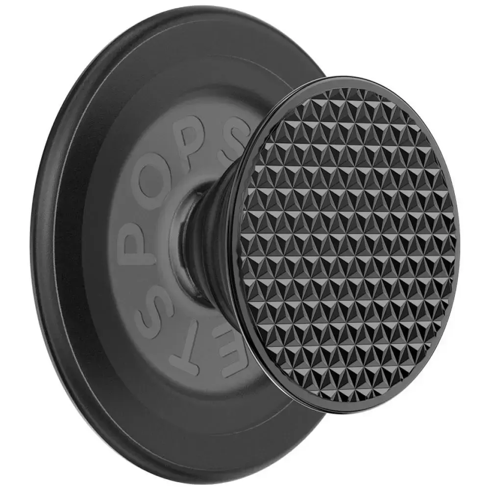 PopSockets Round Aluminum Triangle Knurl Grip   MagSafe phone grip and stand black