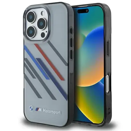 BMW BMHCP16L23HTRAG iPhone 16 Pro 6.3" szary|grey hardcase Motosport IML Random Stripes