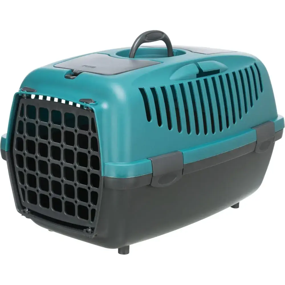 Trixie Capri 2 transport box, XS-S: 37 × 34 × 55 cm, dark grey|petrol (for animals up to 8 kg)