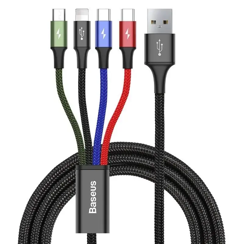 Baseus datu pārraides un uzlādes vads | USB-A uz USB-C, Lightning, Micro USB | 18W | 1.2m | melns