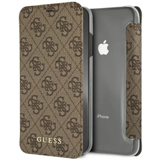 Guess GUFLBKI65GF4GBR iPhone Xs Maxbrown|brązowy book 4G Charms Collection