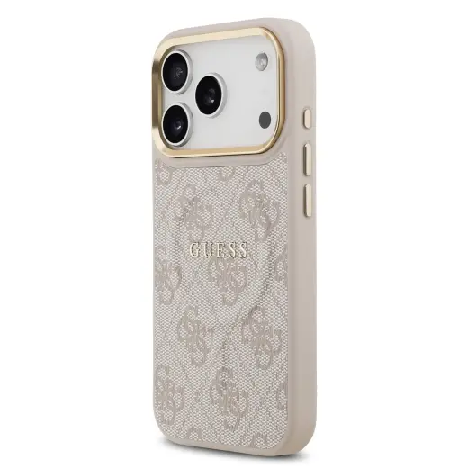 Guess PU Leather 4G maciņš ar MagSafe atbalstu telefonam iPhone 17 Pro rozā