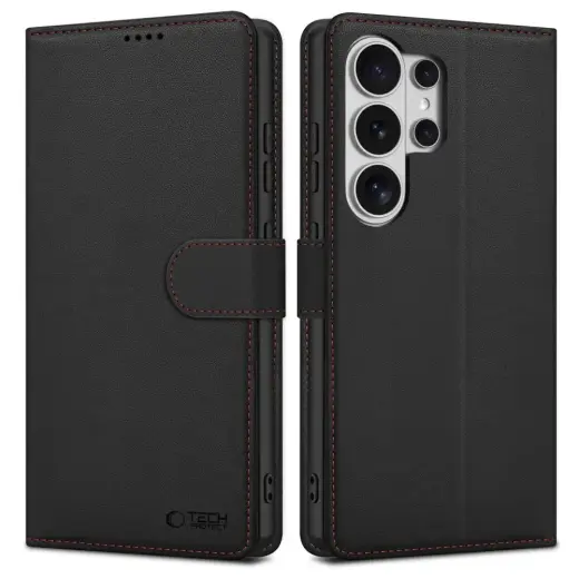 TECH-PROTECT Wallet book type phone case for Samsung Galaxy S26 Ultra (S948) black red