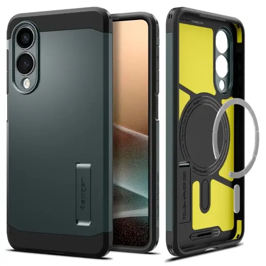 Spigen Tough Armor MagSafe Case for Samsung Galaxy S25 Edge - Green|Black