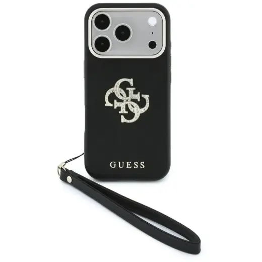 Guess Smooth & Big Strass Logo & Strap case for iPhone 18 Pro Max / 17 Pro Max black