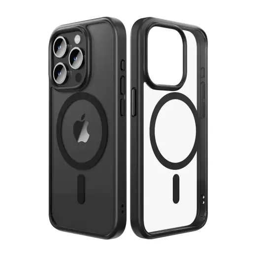 Rock Guard Series Magnetic Case for Iphone 15 Plus transparent-black