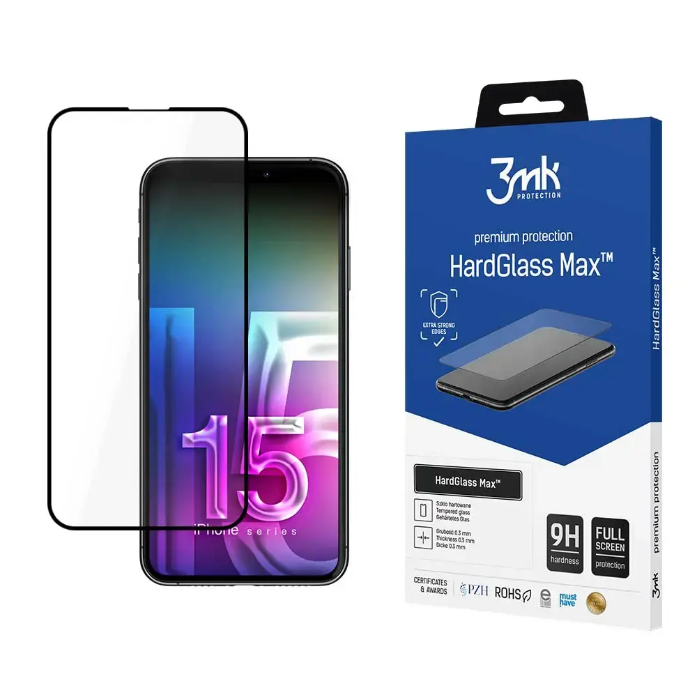3mk HardGlass Max™ aizsargstikls telefonam iPhone 15