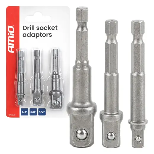 Socket and bits 3el.  1/4" 3/8" 1/2" AMIO-04933