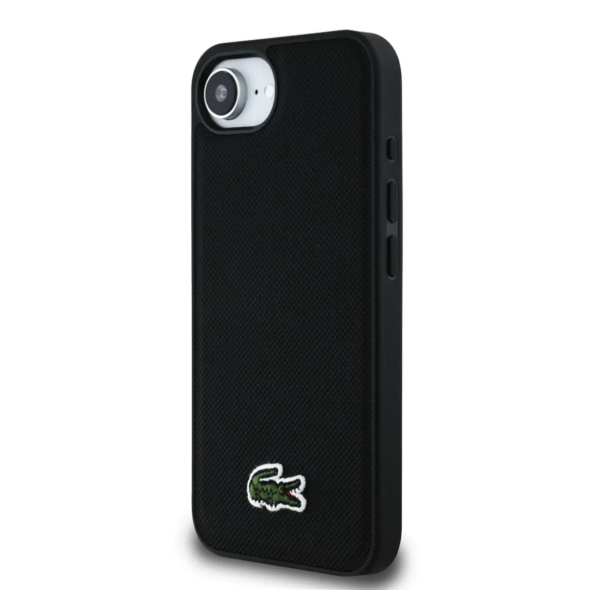 Lacoste Iconic Petit Pique Woven Logo telefona maciņš priekš iPhone 16e melns ar MagSafe