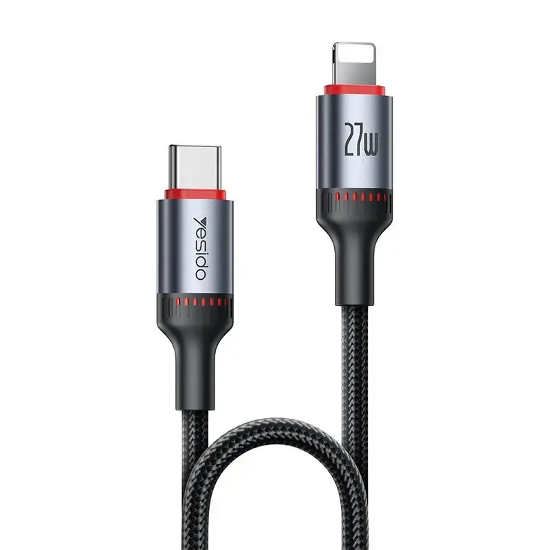 YESIDO CA182 data transfer and charging cable | USB-C to Lightning | 27W | 1.2m | black